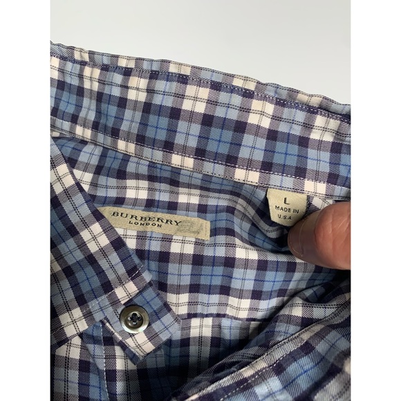 Burberry Authentic Blue Plaid Button Down Shirt - LARGE - Picture 5 of 5